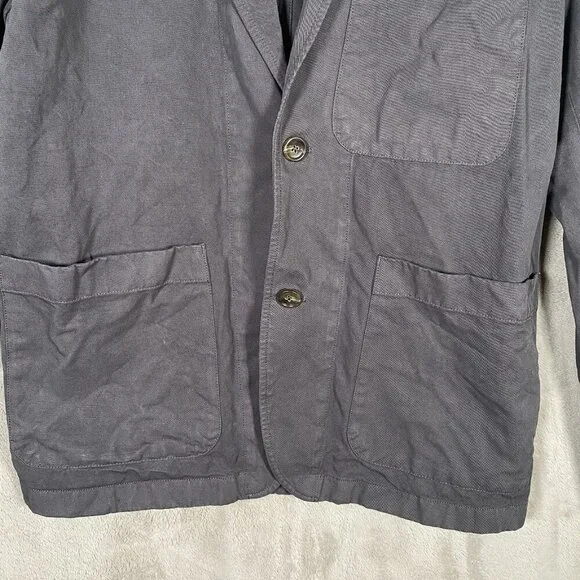 J Crew Garment Dyed Chino Suit Jacket 38 Chore Work Grey